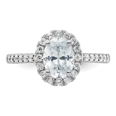 14K White Gold Diamond Oval Halo Engagement Ring Semi-Mount – view 5