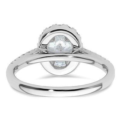 14K White Gold Diamond Oval Halo Engagement Ring Semi-Mount – view 6