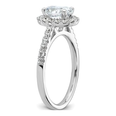 14K White Gold Diamond Oval Halo Engagement Ring Semi-Mount – view 7