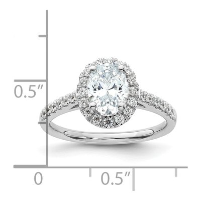 14K White Gold Diamond Oval Halo Engagement Ring Semi-Mount – view 8