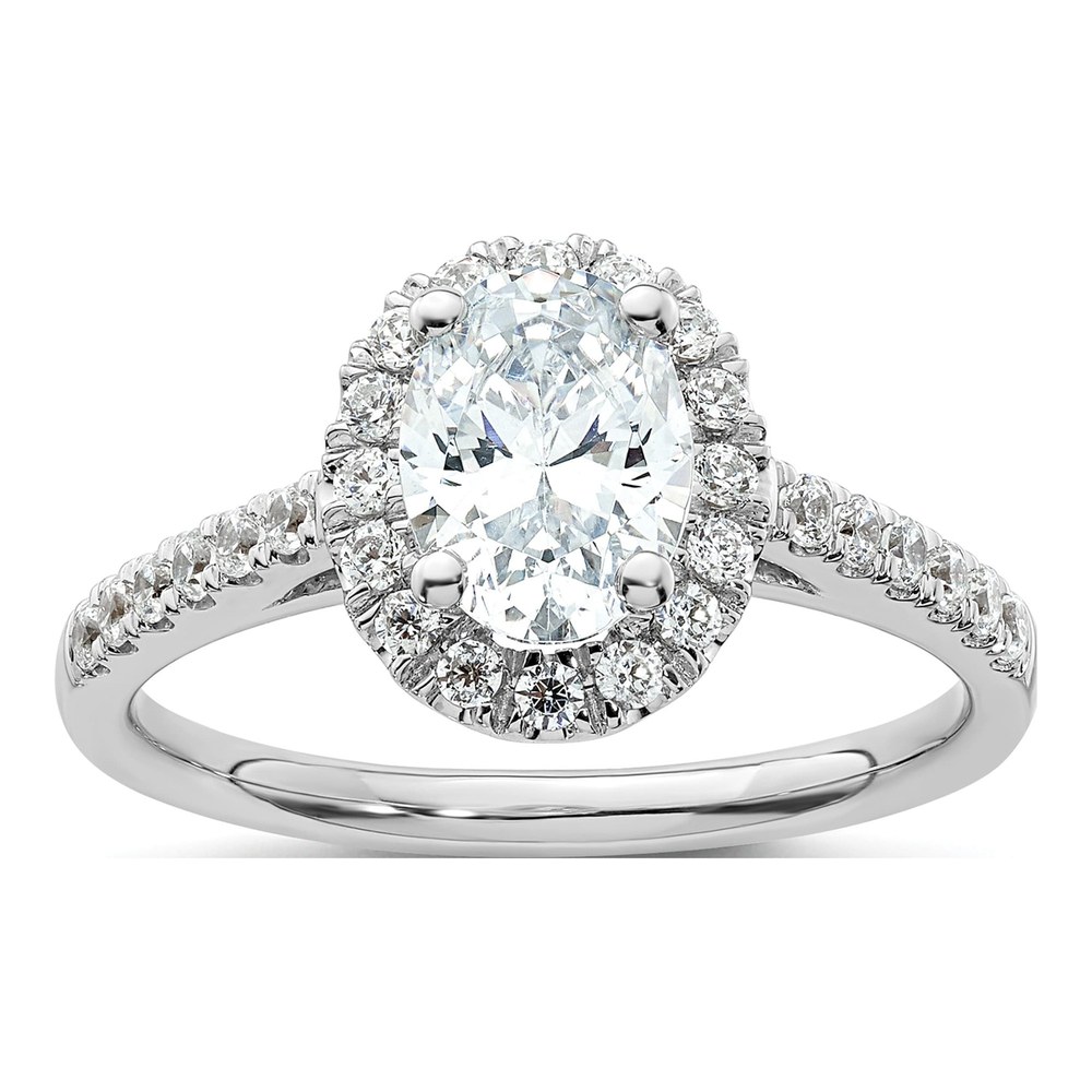 14K White Gold Diamond Oval Halo Engagement Ring Semi-Mount