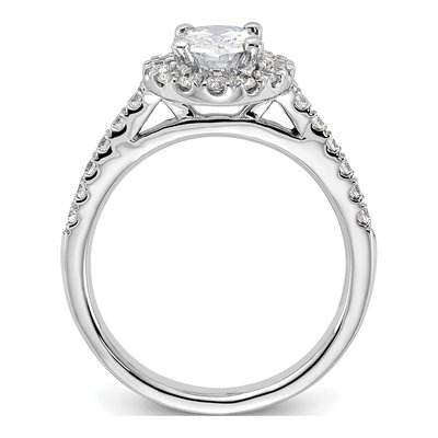 14K White Gold Diamond Oval Halo Engagement Ring Semi-Mount – view 2