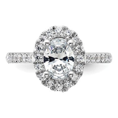 14K White Gold Diamond Oval Halo Engagement Ring Semi-Mount – view 4