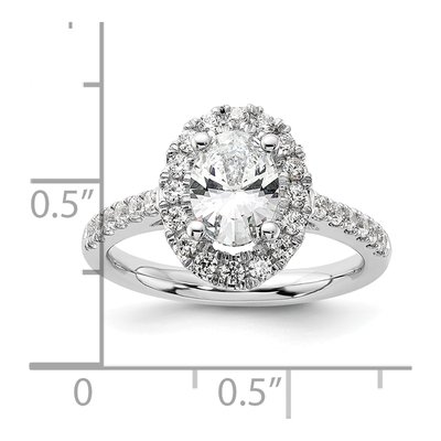 14K White Gold Diamond Oval Halo Engagement Ring Semi-Mount – view 8
