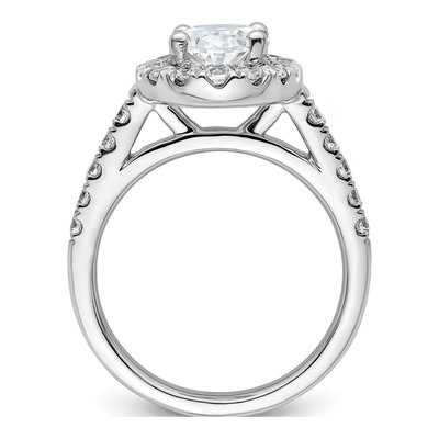 14K White Gold Diamond Oval Halo Engagement Ring Semi-Mount – view 3