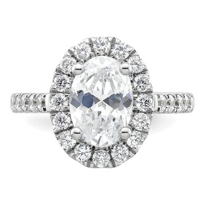 14K White Gold Diamond Oval Halo Engagement Ring Semi-Mount – view 5