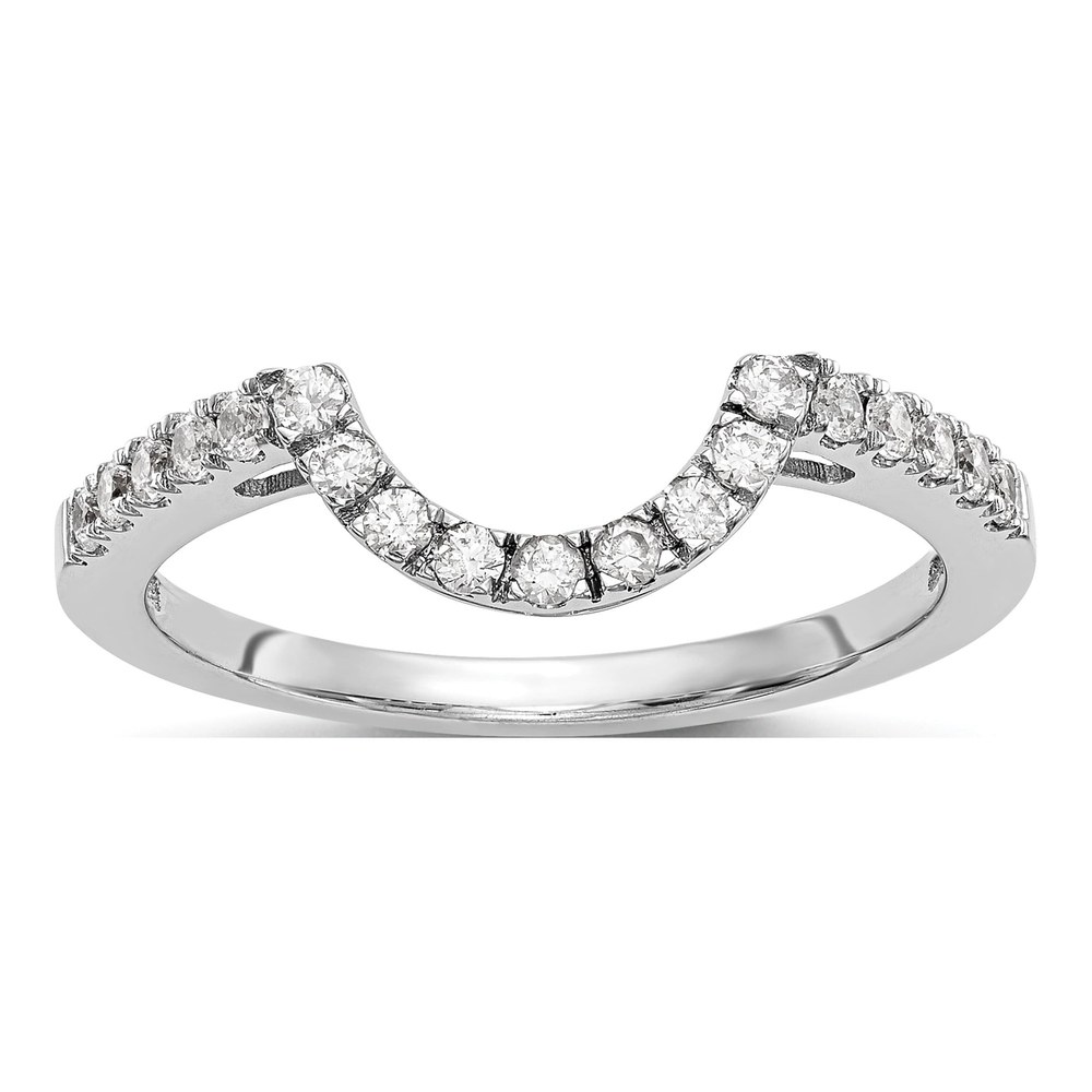 14K White Gold Diamond Contoured Wedding Band