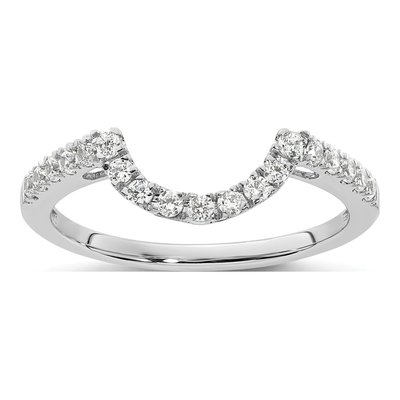 14K White Gold 1/4 ct tw Diamond Contoured Wedding Band