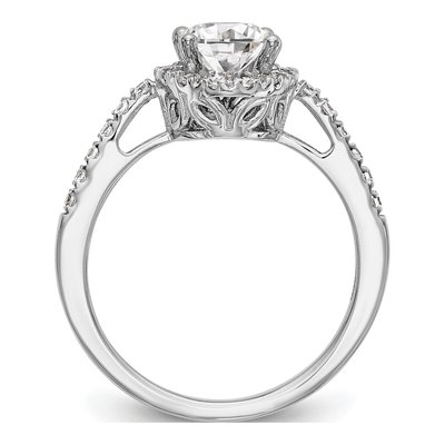 14K White Gold Diamond Halo Engagement Ring Semi-Mount – view 2