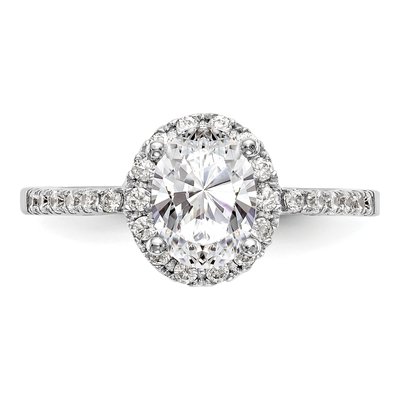 14K White Gold Diamond Halo Engagement Ring Semi-Mount – view 4