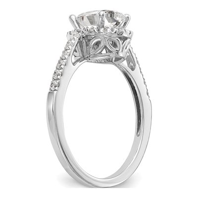 14K White Gold Diamond Halo Engagement Ring Semi-Mount – view 6