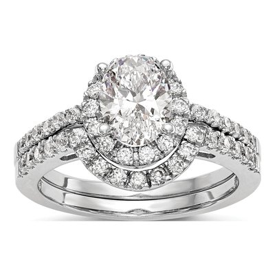 14K White Gold Diamond Halo Engagement Ring Semi-Mount – view 7