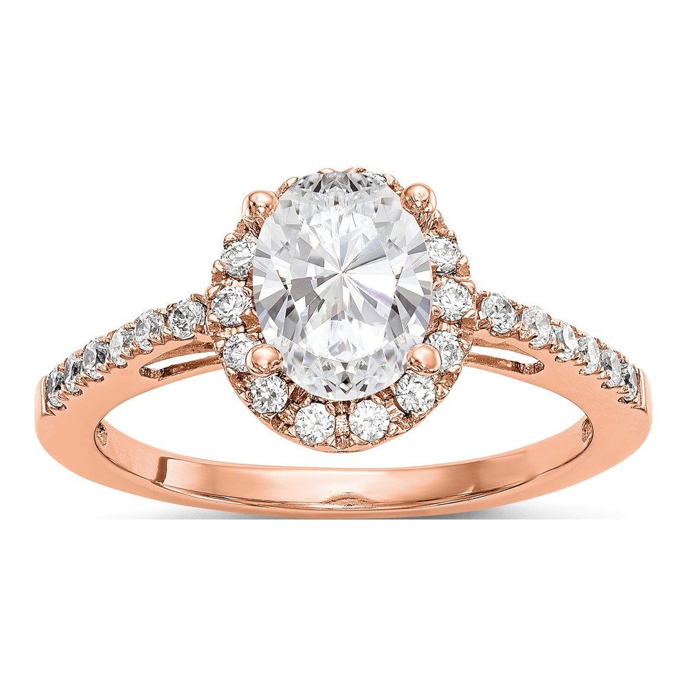 14K Rose Gold Diamond Oval Halo Engagement Ring Semi-Mount