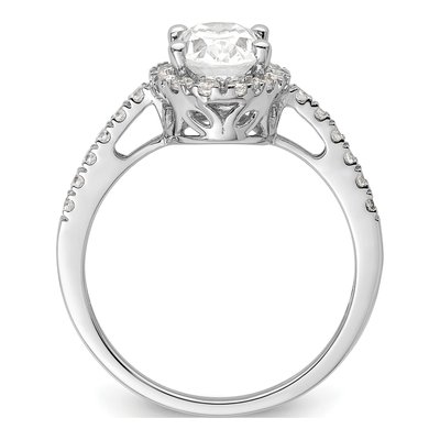 14K White Gold Diamond Halo Engagement Ring Semi-Mount – view 3