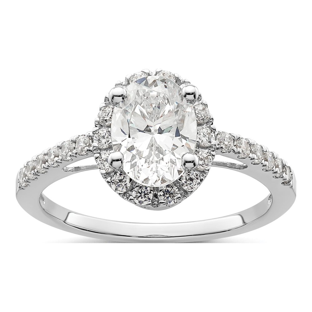 14K White Gold Halo Engagement Ring Semi-Mount