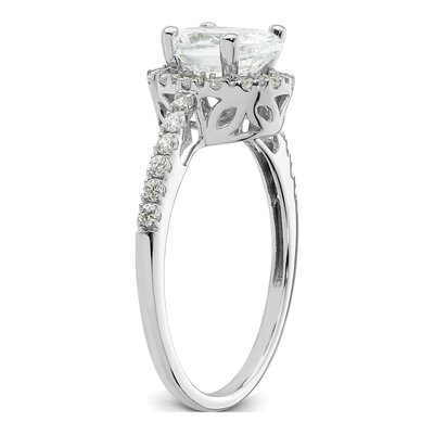 14K White Gold Diamond Halo Engagement Ring Semi-Mount – view 7