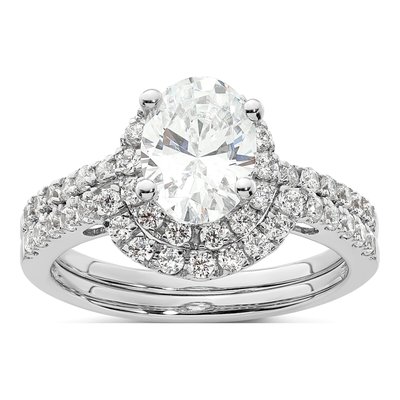 14K White Gold Diamond Halo Engagement Ring Semi-Mount – view 8