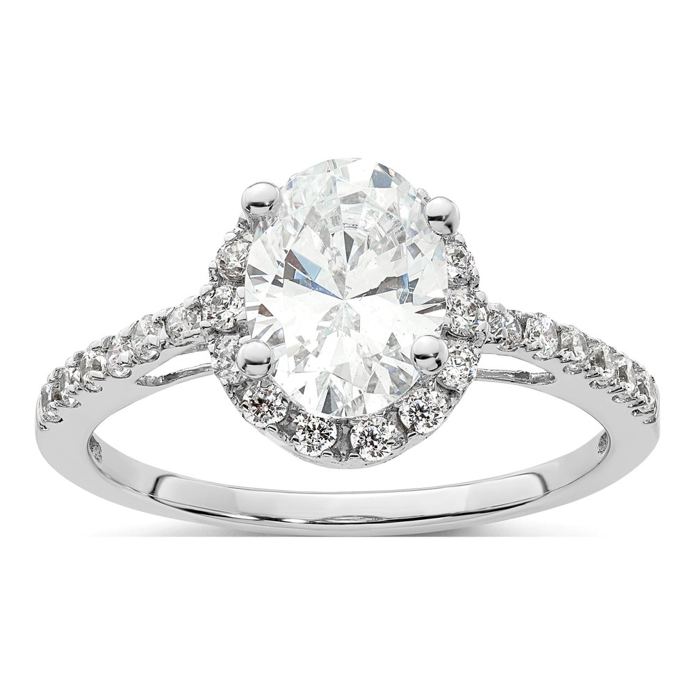 14K White Gold Halo Diamond Semi-Mount Ring, Sz 7