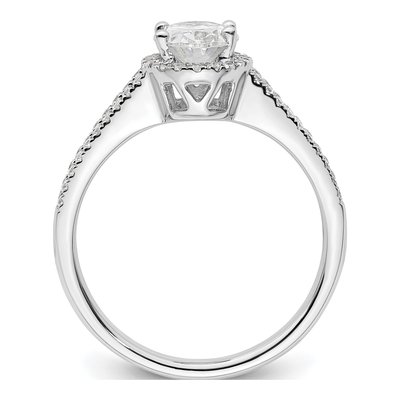 14K White Gold Diamond Halo Engagement Ring Semi-Mount – view 3