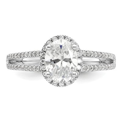 14K White Gold Diamond Halo Engagement Ring Semi-Mount – view 5