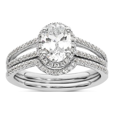14K White Gold Diamond Halo Engagement Ring Semi-Mount – view 7