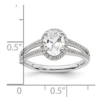 14K White Gold Diamond Halo Engagement Ring Semi-Mount – view 8