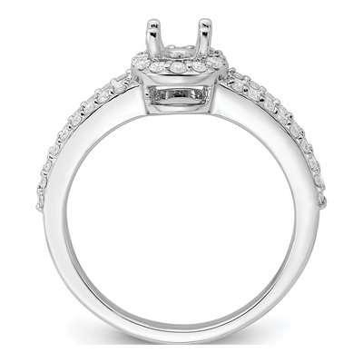 14K White Gold Diamond Oval Halo Engagement Ring Semi-Mount – view 4