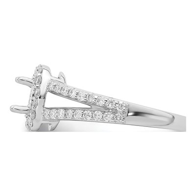 14K White Gold Diamond Oval Halo Engagement Ring Semi-Mount – view 5