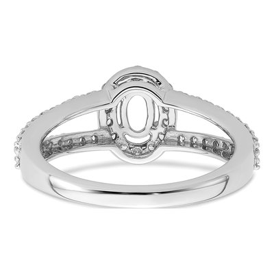 14K White Gold Diamond Oval Halo Engagement Ring Semi-Mount – view 7