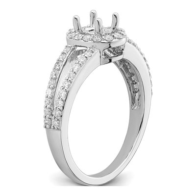 14K White Gold Diamond Oval Halo Engagement Ring Semi-Mount – view 8