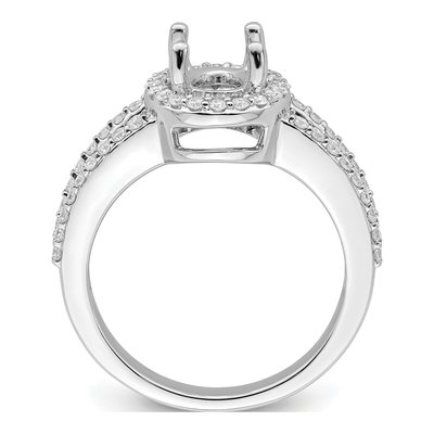 14K White Gold Diamond Halo Engagement Ring Semi-Mount – view 2
