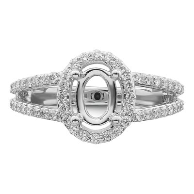 14K White Gold Diamond Halo Engagement Ring Semi-Mount – view 4