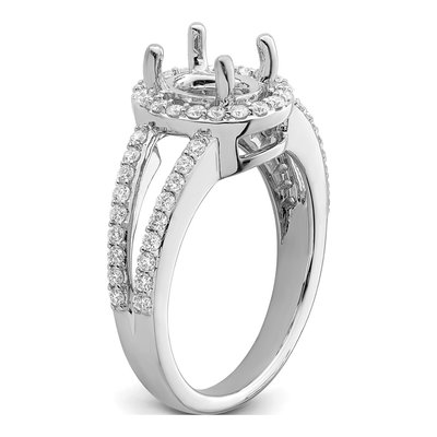 14K White Gold Diamond Halo Engagement Ring Semi-Mount – view 6