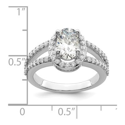 14K White Gold Diamond Halo Engagement Ring Semi-Mount – view 7