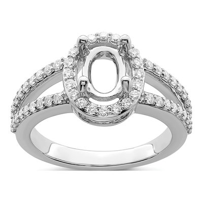 14K White Gold Diamond Halo Engagement Ring Semi-Mount – view 8