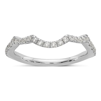 14K White Gold 1/3 ct tw Diamond Contoured Wedding Band