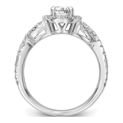 14K White Gold Diamond Halo Twist Setting Engagement Ring Semi-Mount – view 3
