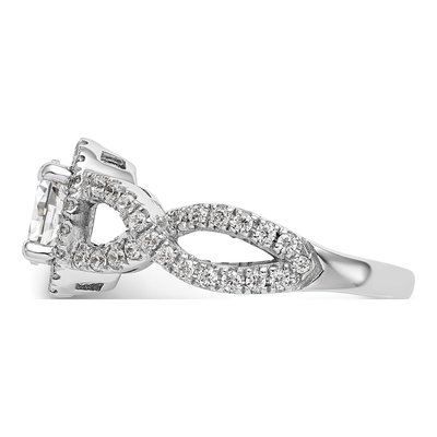 14K White Gold Diamond Halo Twist Setting Engagement Ring Semi-Mount – view 4