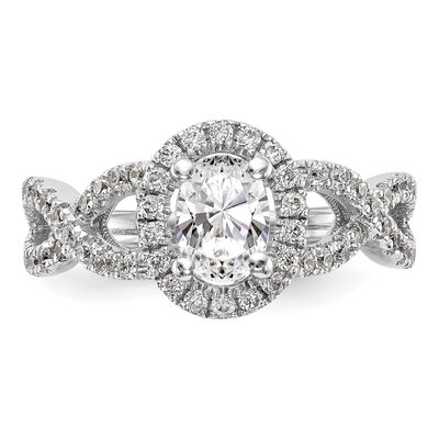 14K White Gold Diamond Halo Twist Setting Engagement Ring Semi-Mount – view 5