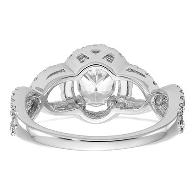 14K White Gold Diamond Halo Twist Setting Engagement Ring Semi-Mount – view 6