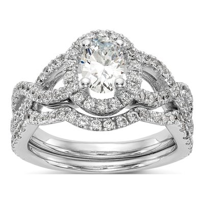 14K White Gold Diamond Halo Twist Setting Engagement Ring Semi-Mount – view 8