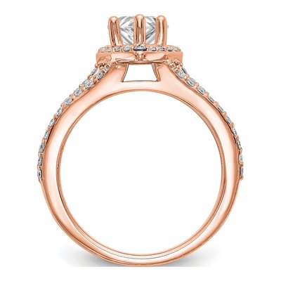 14K Rose Gold Diamond Pear Halo Engagement Ring Semi-Mount – view 2
