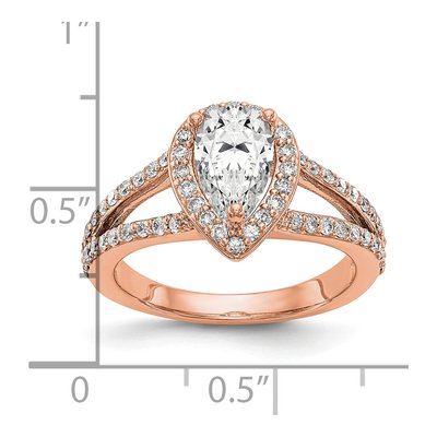14K Rose Gold Diamond Pear Halo Engagement Ring Semi-Mount – view 3