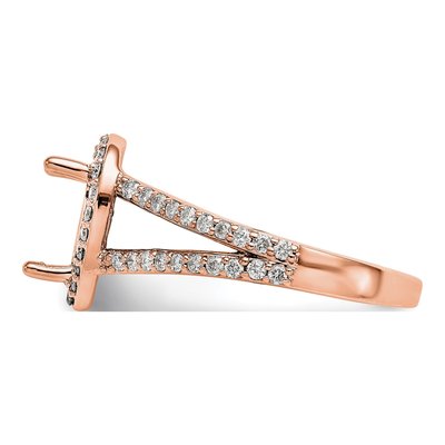 14K Rose Gold Diamond Pear Halo Engagement Ring Semi-Mount – view 4