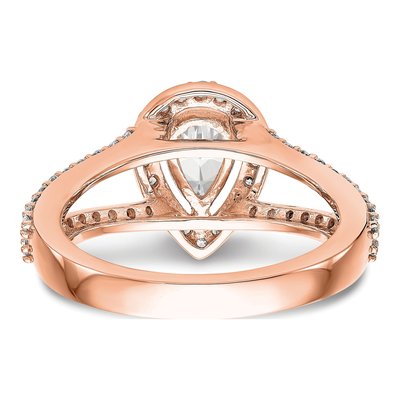 14K Rose Gold Diamond Pear Halo Engagement Ring Semi-Mount – view 6