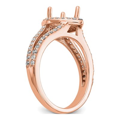 14K Rose Gold Diamond Pear Halo Engagement Ring Semi-Mount – view 7