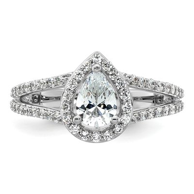 14K White Gold Diamond Pear Engagement Ring Semi-Mount – view 5