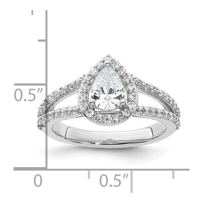 14K White Gold Diamond Pear Engagement Ring Semi-Mount – view 8