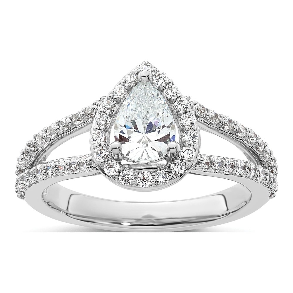 14K White Gold Diamond Pear Engagement Ring Semi-Mount