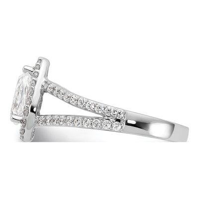 Platinum Diamond Pear Halo Eng Engagement Ring Semi-Mount – view 4